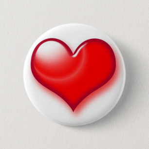 Valentine's Day Red Heart 6 Cm Round Badge