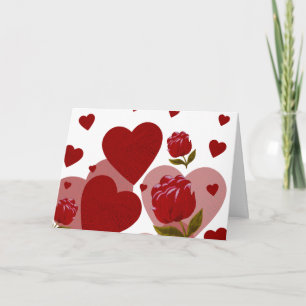 Valentine's day, Red heart and red roses Holiday Card