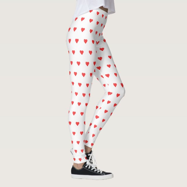 Valentine's Day Red Heart Black Leggings (Right)