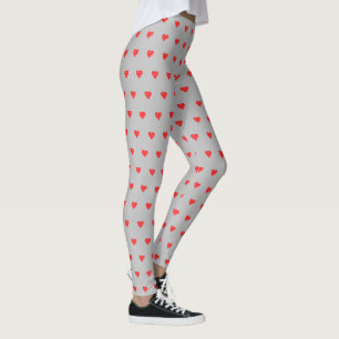 Valentine's Day Red Heart Black Leggings