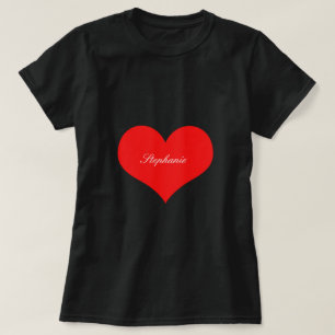 Valentine's Day Red Heart Black Monogram Custom T-Shirt