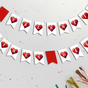 Valentines Day Red Heart Bunting