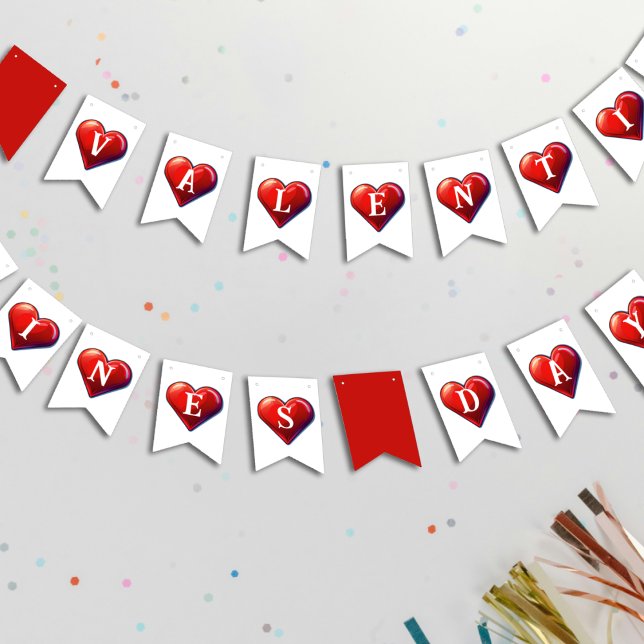 Valentines Day Red Heart Bunting (Valentines Day Red Heart Bunting Flags
)