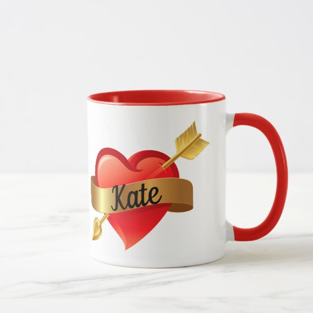 Valentine's Day Red Heart Custom Name Mug Cup Tea (Right)