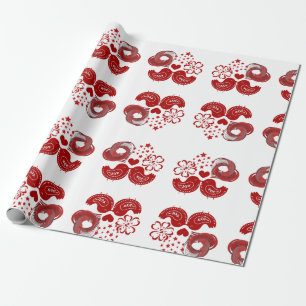 Valentine's Day Red Heart Love Birds Wrapping Paper