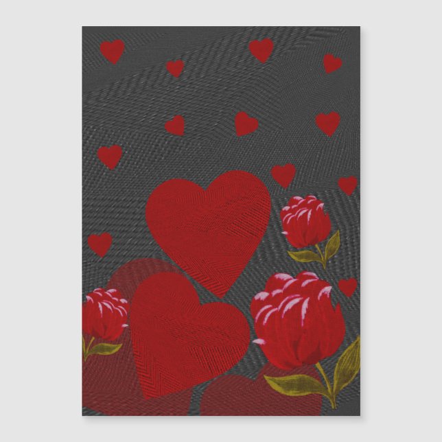 Valentine's day, red heart, red rose on grey  (Front)