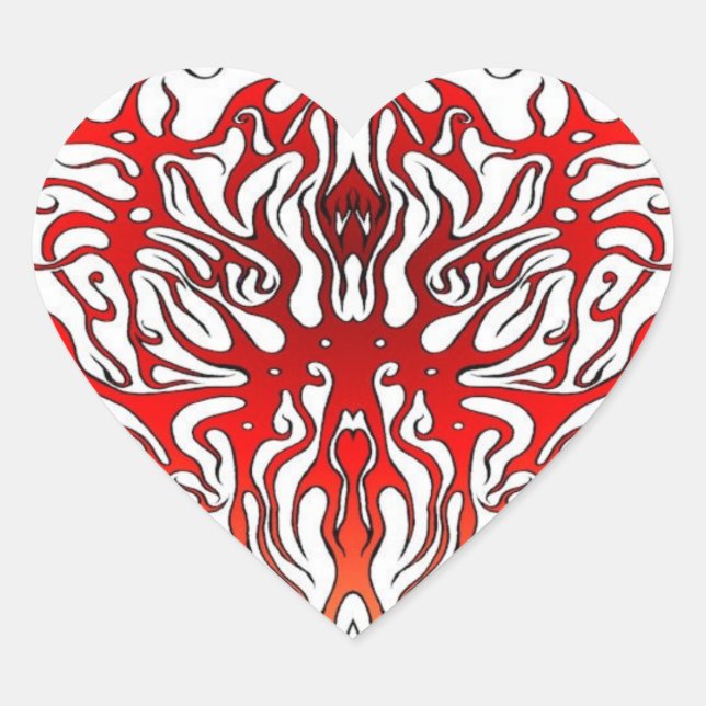 Valentine's Day Red Heart Tribal Tattoo Sticker (Front)