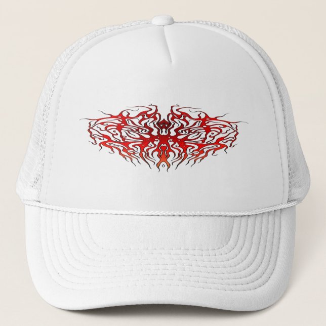 Valentine's Day Red Heart Tribal Tattoo Trucker Hat (Front)
