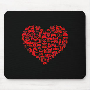 Valentines Day Red Heart Video Game Fun Love Gamer Mouse Pad
