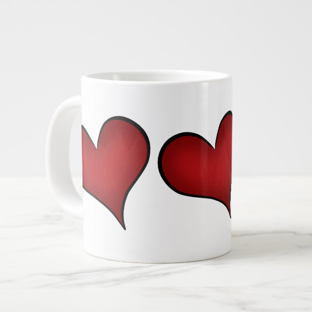 Valentine's Day red hearts Large Coffee Mug (Front Left)