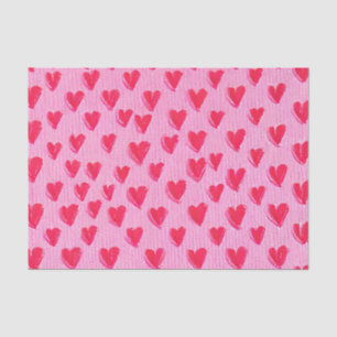 Valentine's Day Red Hearts on Pink Background Tissue Paper