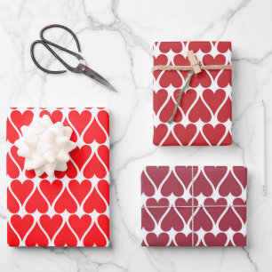 Valentine's Day Red Hearts Pattern Wrapping Paper Sheet