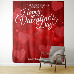 Valentines Day Red Hearts   Photo Selfie Backdrop Tapestry