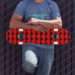 VALENTINE'S DAY RED HEARTS SKATEBOARD DECK