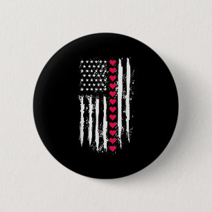Valentines Day Red Hearts US American 6 Cm Round Badge