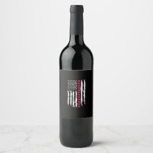 Valentines Day Red Hearts US American Flag Patriot Wine Label