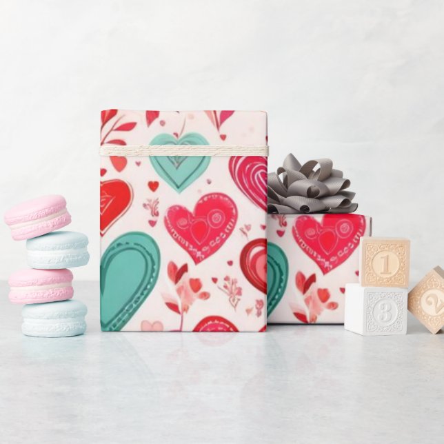 Valentine's day red hearts Wrapping Paper (Baby Shower)
