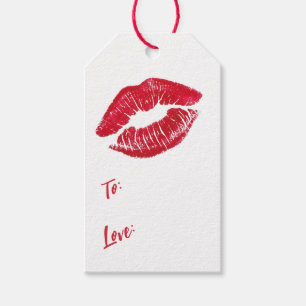 Valentine's Day Red Kiss Lip Print To and From Gift Tags
