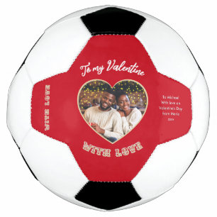 Valentine's Day Red Personalised Heart Photo Soccer Ball
