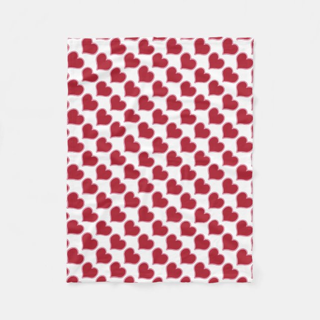 Valentine's Day Red Pink Hearts Love Fleece Blanket (Front)