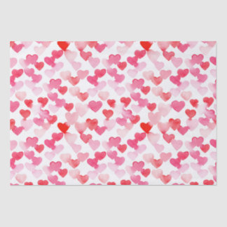 Valentines Day Red & Pink Watercolor Hearts Tissue Paper