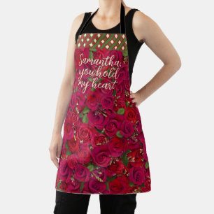Valentine's Day Red Roses Custom Message  Apron