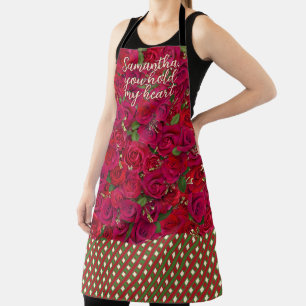 Valentine's Day Red Roses Custom Message Apron
