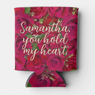Valentine's Day Red Roses Custom Message Can Cooler