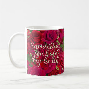 Valentine's Day Red Roses Custom Message Coffee Mug