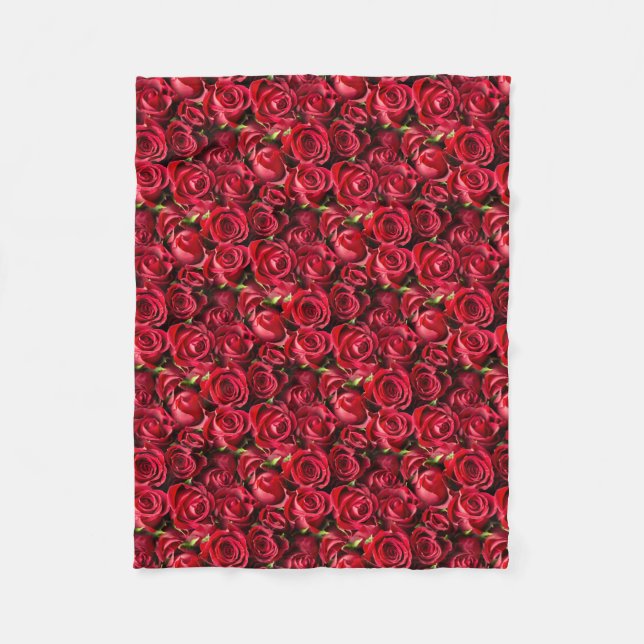 Valentine's Day Red Roses Fleece Blanket (Front)