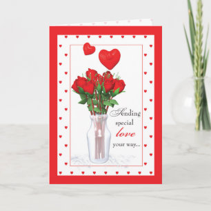 Valentine's Day Red Roses Hearts Holiday Card