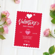 Valentine's Day Red Scalloped Edges Party