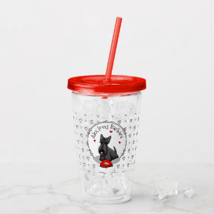 Valentine's Day (red) Scottie Dog (black) Cute Acrylic Tumbler