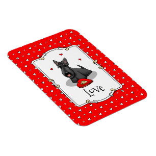 Valentine's Day (red) Scottie Dog (black) Cute Magnet