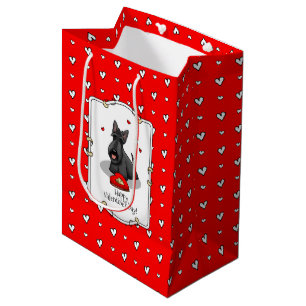 Valentine's Day (red) Scottie Dog (black) Cute Medium Gift Bag