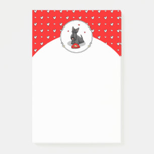 Valentine's Day (red) Scottie Dog (black) Cute Post-it Notes