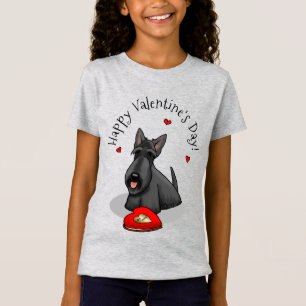 Valentine's Day (red) Scottie Dog (black) Cute T-Shirt