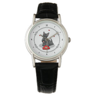 Valentine's Day (red) Scottie Dog (black) Cute Watch