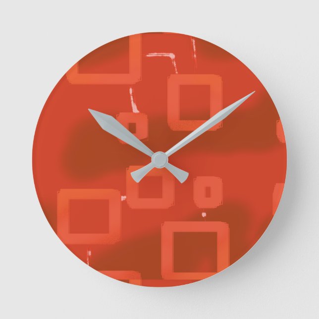 Valentine's Day Red Whimsical Geometric Abstract Round Clock (Front)