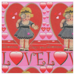 Valentine's Day Retro Art Fabric - Cotton & Linen