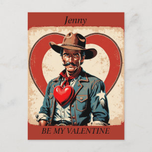 VALENTINE'S DAY Retro Cowboy editable Postcard