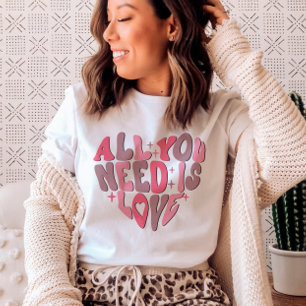 Valentine's Day Retro Groovy Heart Word Art T-Shirt