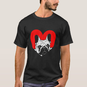 Valentines Day Retro Hearts French Bulldog Dog Pup T-Shirt