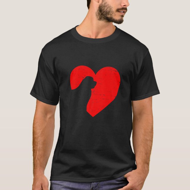 Valentines Day Retro Hearts Newfoundland Dog Puppy T-Shirt (Front)