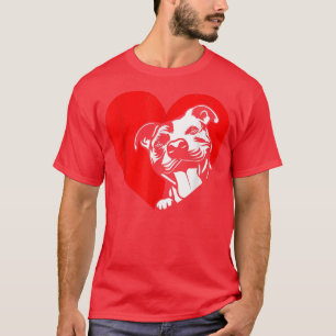 Valentines Day Retro Hearts Pitbull Dog Puppy Love T-Shirt