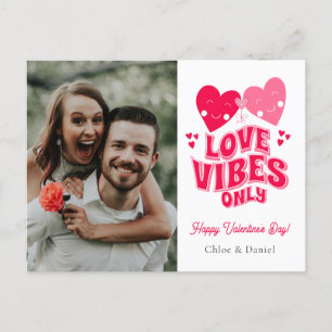 Valentine's Day Retro Love Vibe Only Postcard