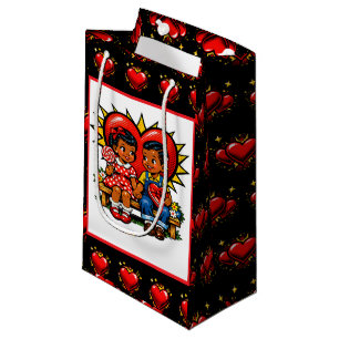 Valentine's Day   Retro Pop Art Boy and Girl Small Gift Bag