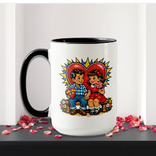 Valentine's Day Retro Pop Art Personalized Mug
