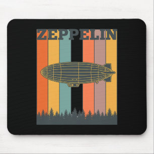 Valentine's Day Retro Zeppelin Vintage Airship 70s Mouse Pad