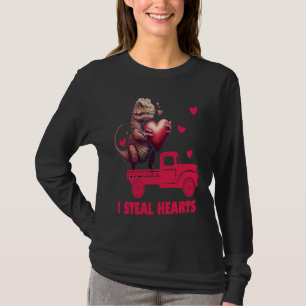 Valentine's Day Rex Dino I Steal Hearts Men Women  T-Shirt